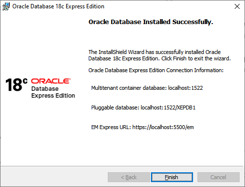 Notification when the database is installed successfully