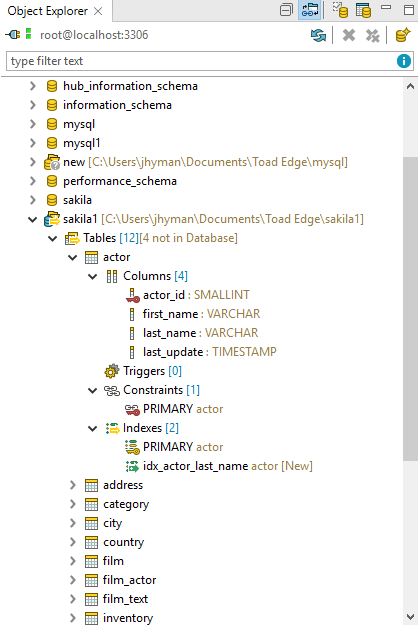 Screen shot of Object Management using Toad for Oracle intuitive UI.
