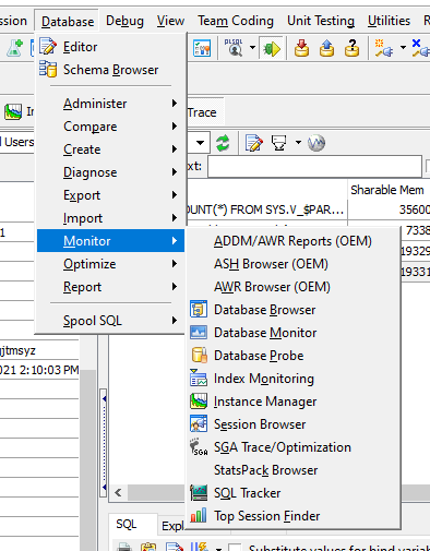 Visibility within Toad for Oracle Professional DB Admin Subscription edition
