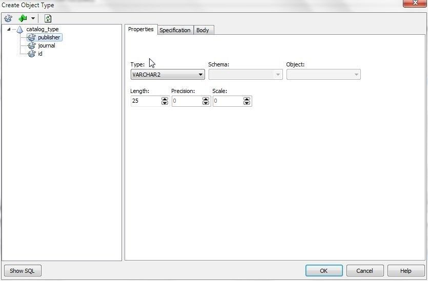 Setting publisher attribute type to VARCHAR2