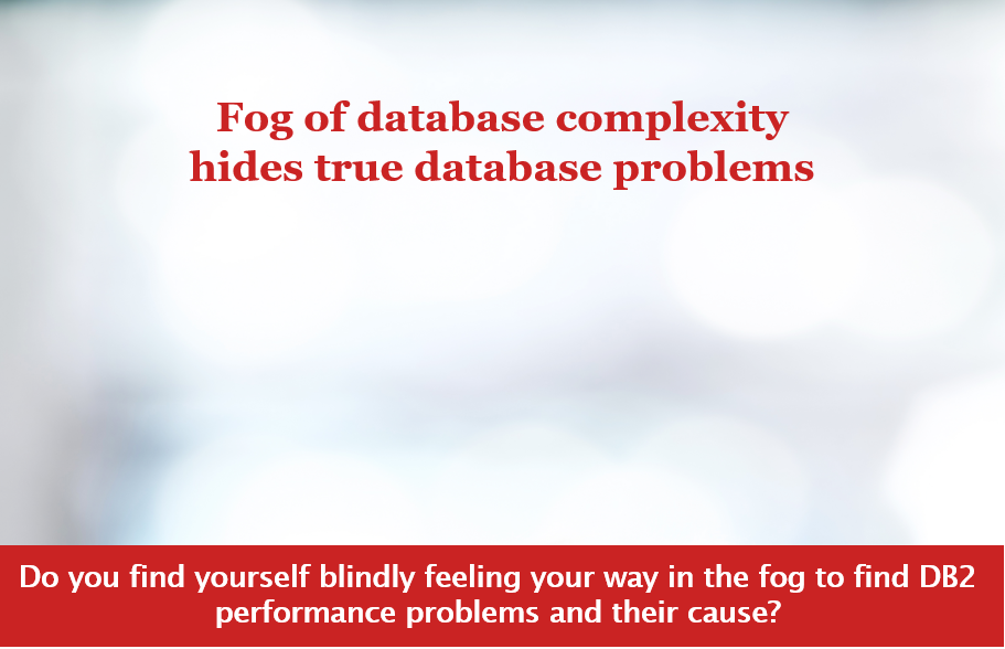 Screen shot, "Fog of database complexity hides true database problems.