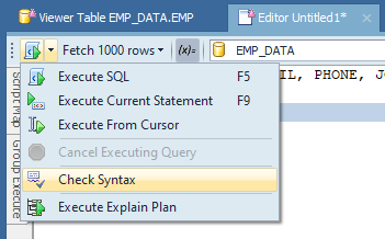 executing SQL options
